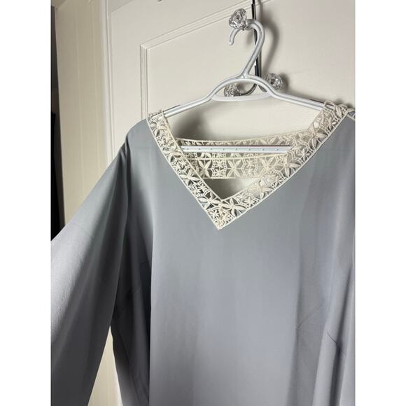 Lane Bryant Light Blue Lace Flowy Boho Bell Sleeve V-neck Blouse Top Size 18/20 - Picture 4 of 9